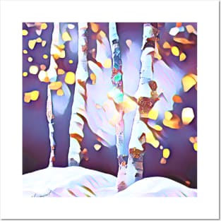 Snowy Aspen Trees in the Mountains Posters and Art